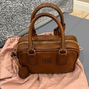 Miu Miu Tan Leather Satchel